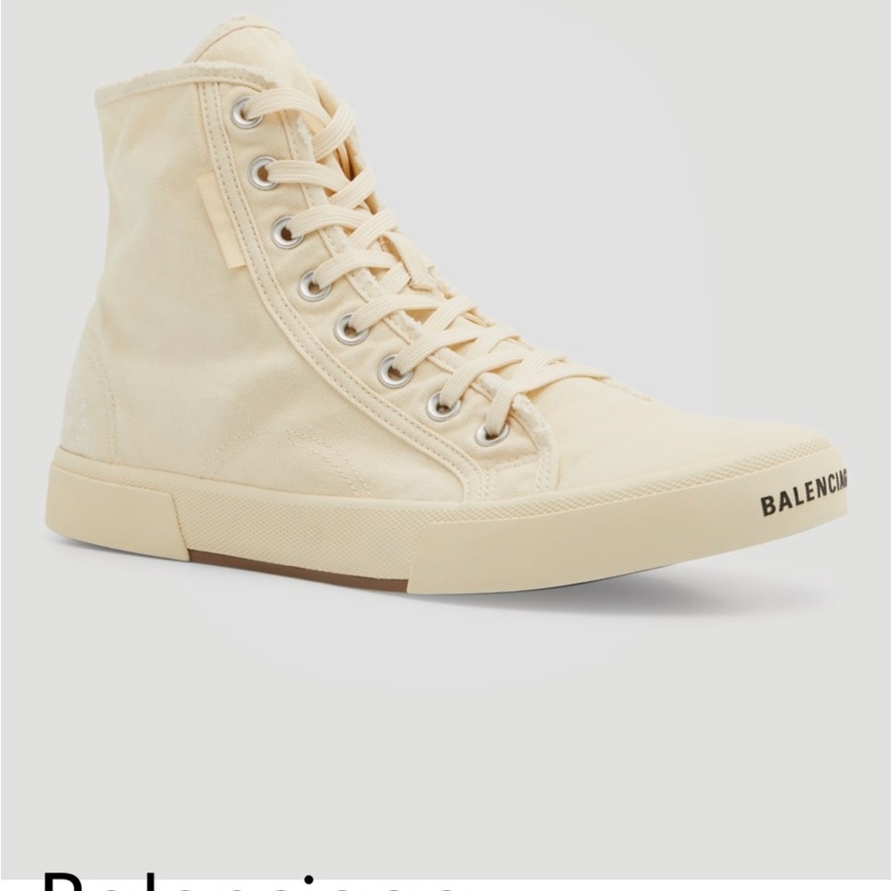 Balenciaga Men's Paris High Top Distressed Canvas Sneakers White Size 12 New